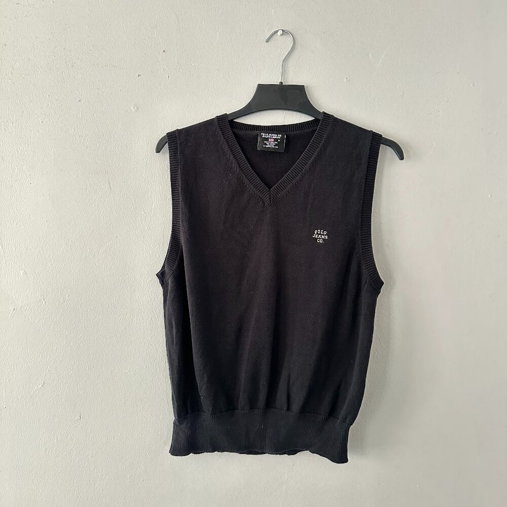 Polo Jeans Co. Ralph Lauren Navy V-Neck Sweater Vest Mens M 100% Cotton